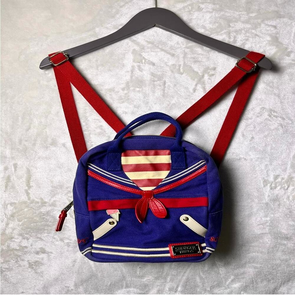Loungefly Stranger Things Mini Backpack Scoops Ahoy Sailor Bag Red White Blue